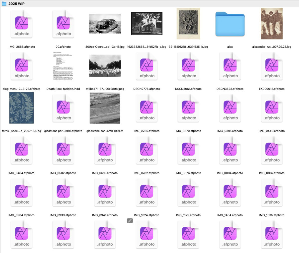 my 2025 folder of affinity photo files in neofiner