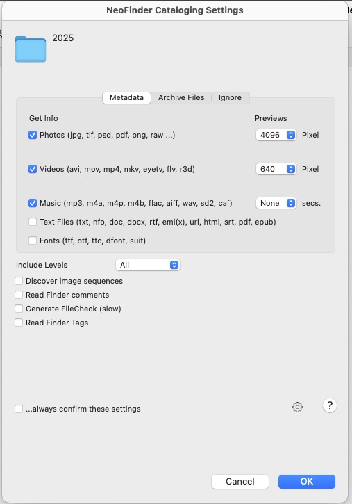 this is the old settings of the 2025 catalogue, neither show Affinity Photo Thumbnails